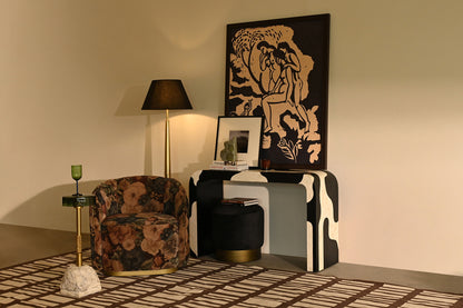 Handmade Bone Inlay Console Table Black and White Abstract wave inlay pattern | Unique Exotic Design for Entryway, Living Room, and Dining Room Decor - Hansa Handicraft