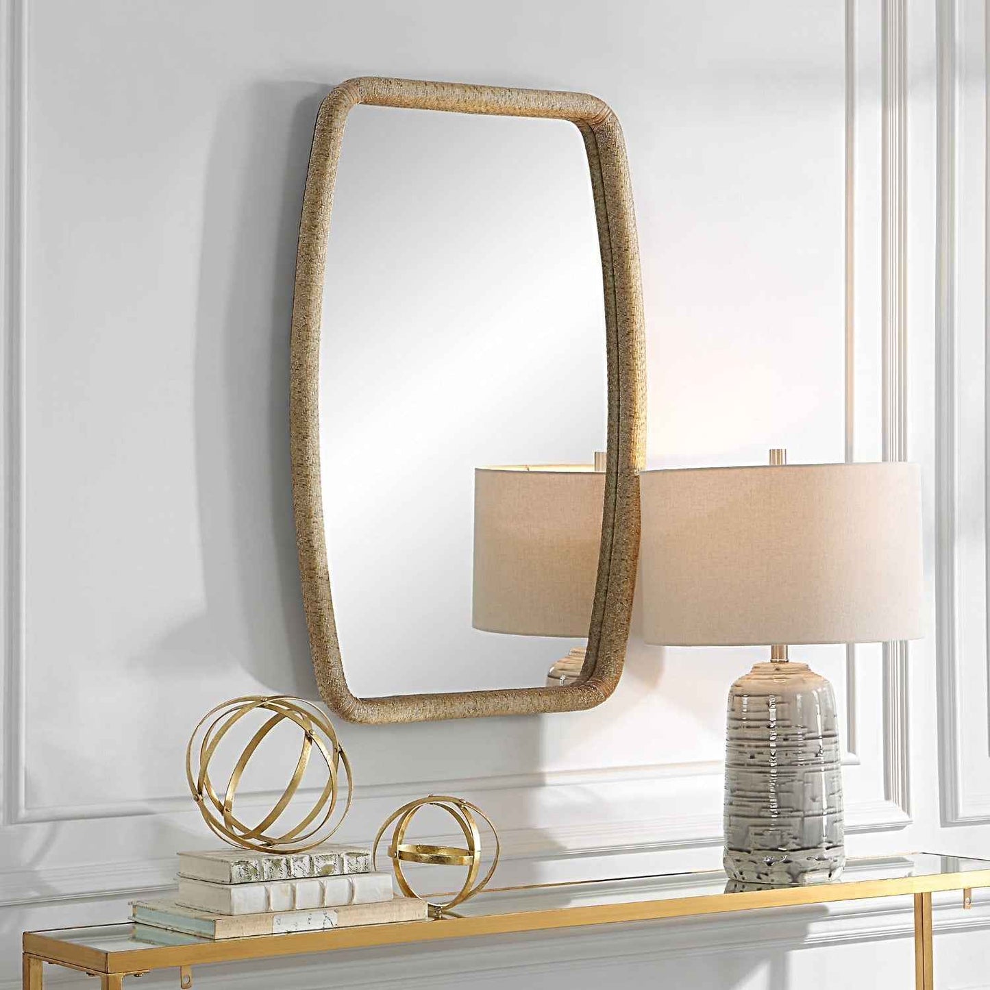TIKI WOVEN NATURAL RATTAN MIRROR