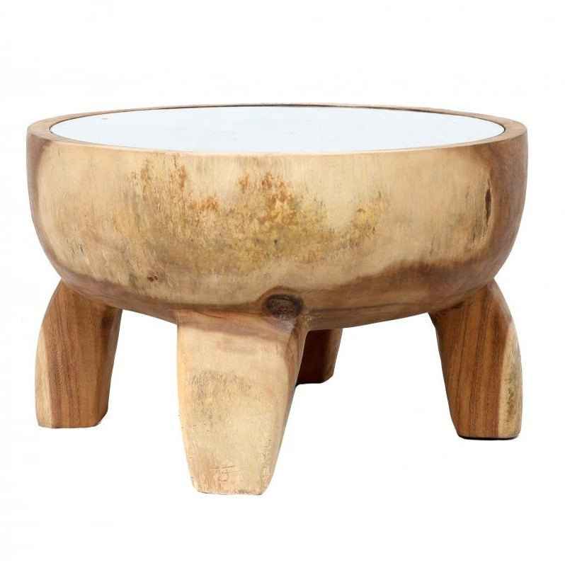 TIMBER SIDE TABLE | NATURAL | GLASS TOP