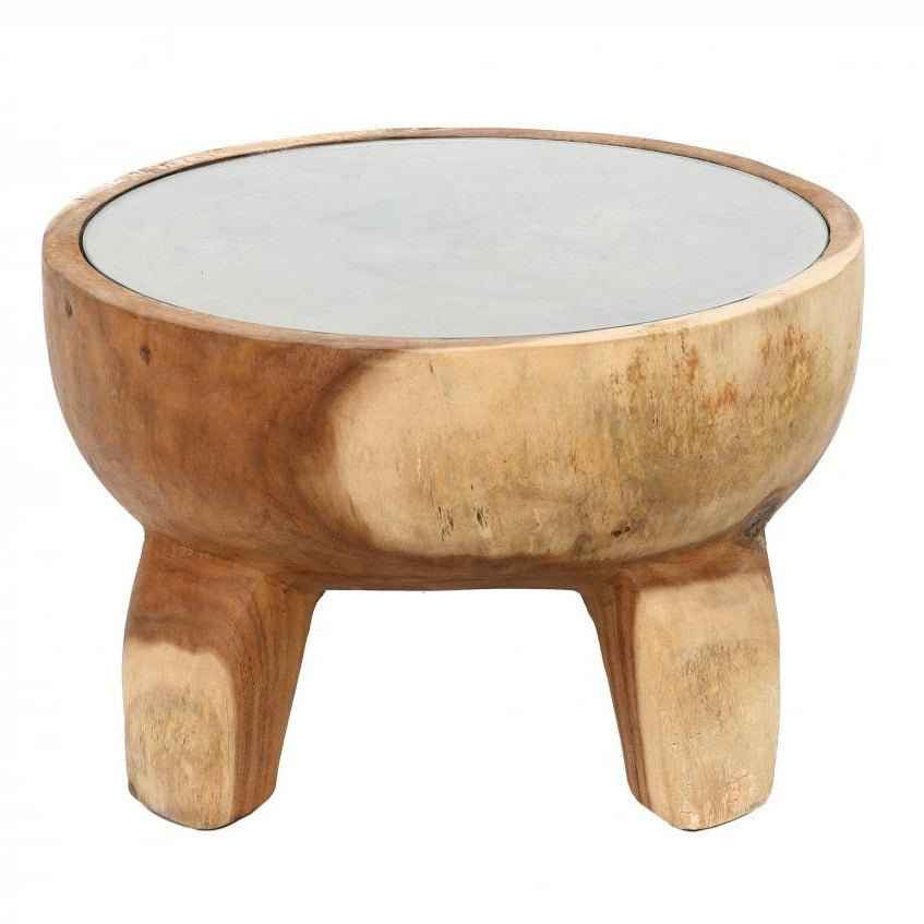 TIMBER SIDE TABLE | NATURAL | GLASS TOP