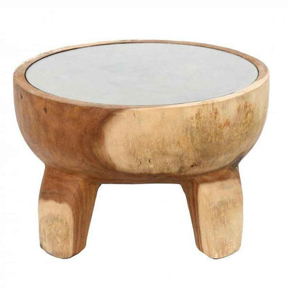 TIMBER SIDE TABLE | NATURAL | GLASS TOP