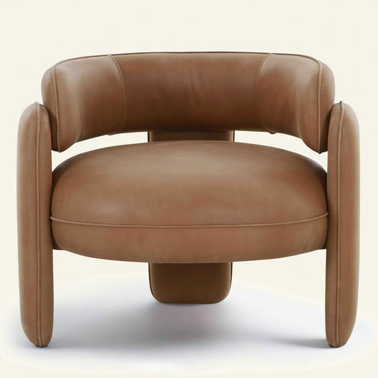 TIOGA BROWN LEATHER CLUB CHAIR