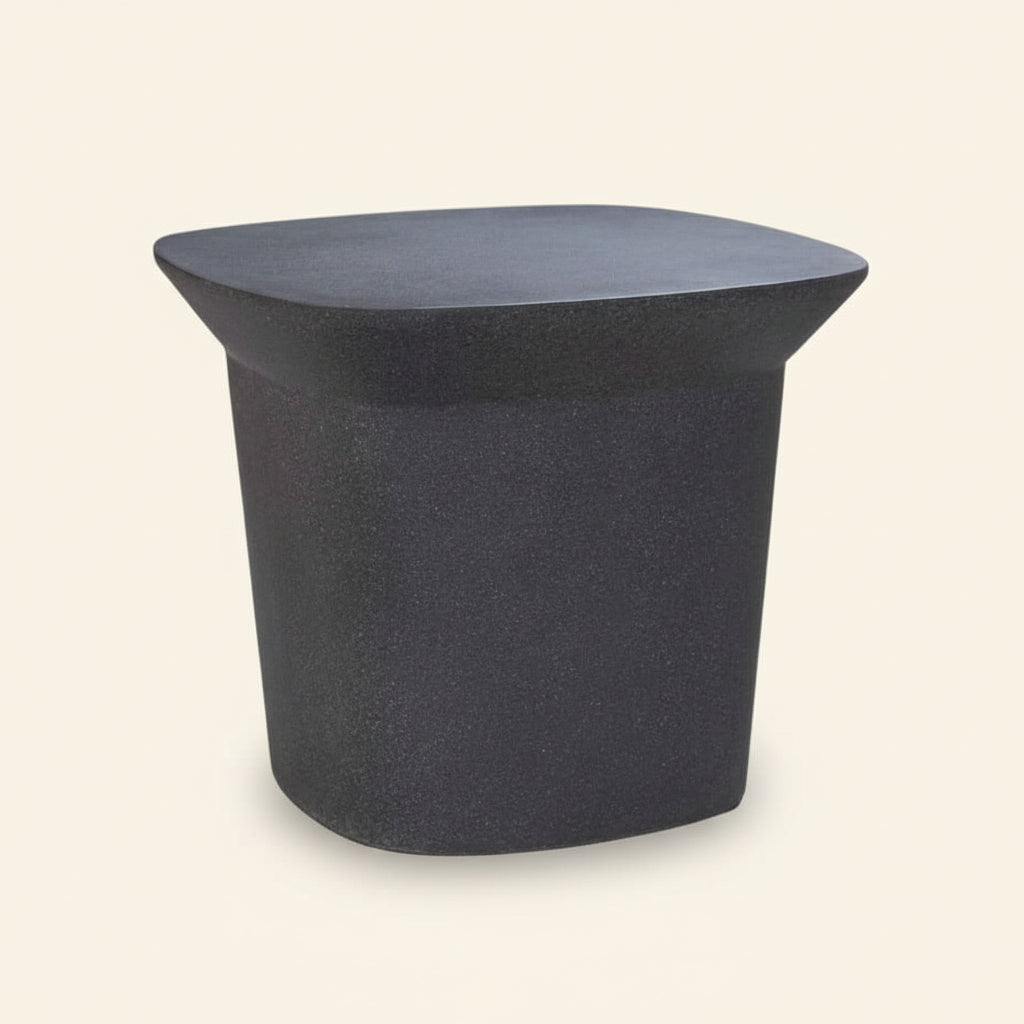 TORA POWDER STONE SIDE TABLE | BLACK | IN-OUTDOOR