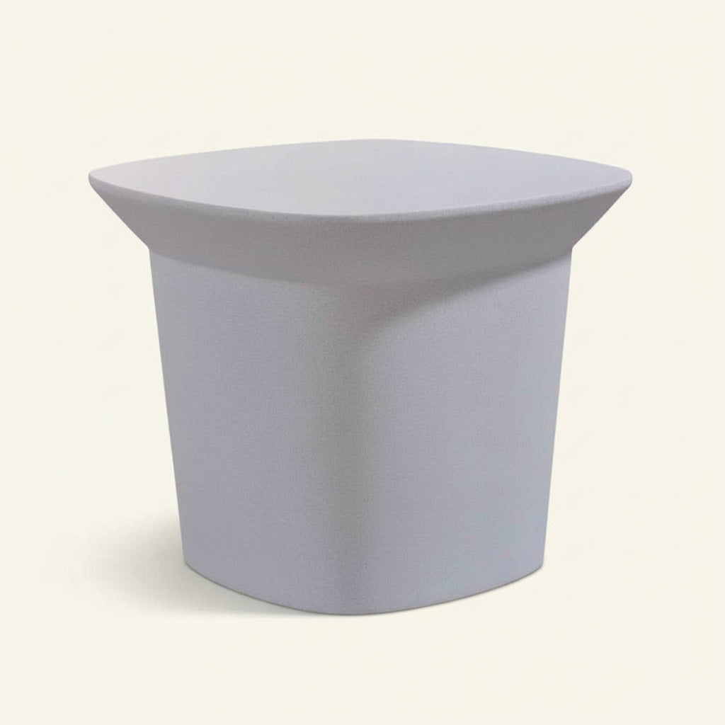 TORA POWDER STONE SIDE TABLE | WHITE | IN-OUTDOOR