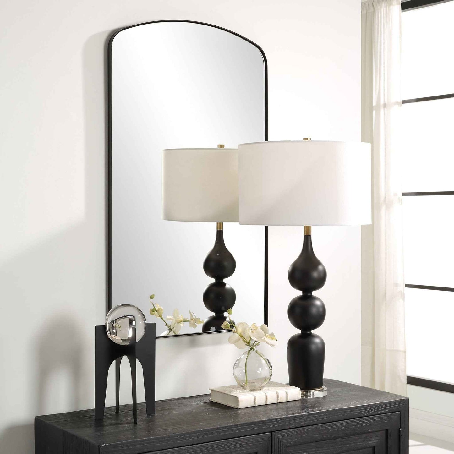 TORDERA BLACK ARCH VANITY MIRROR