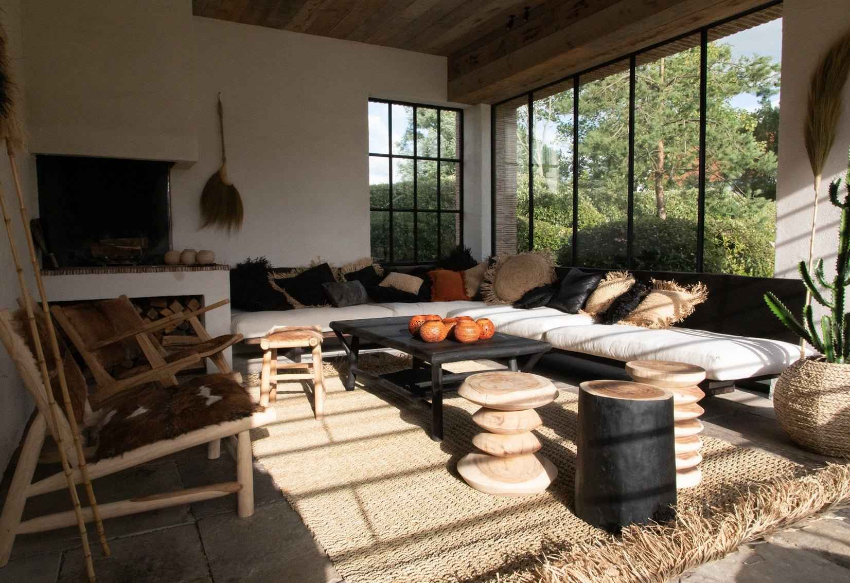 TRIBE SIDE TABLE + STOOL | BLACK + NATURAL