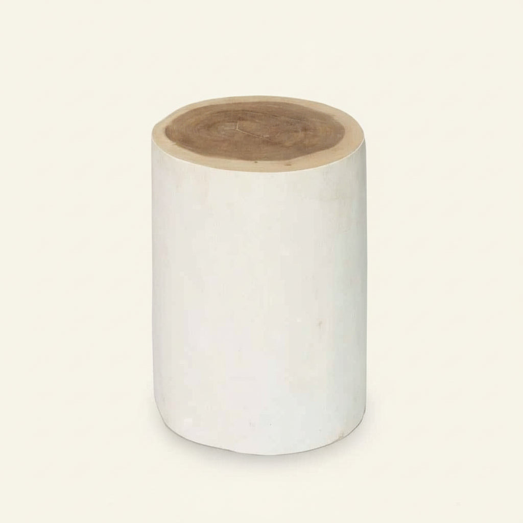 TRIBE SIDE TABLE + STOOL | WHITE + NATURAL