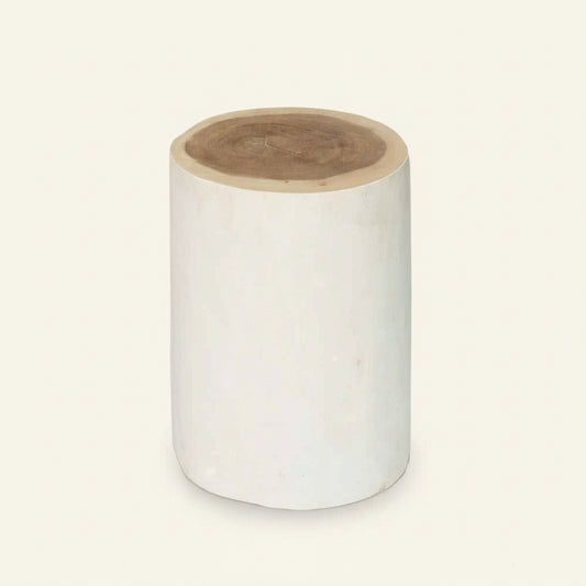 TRIBE SIDE TABLE + STOOL | WHITE + NATURAL