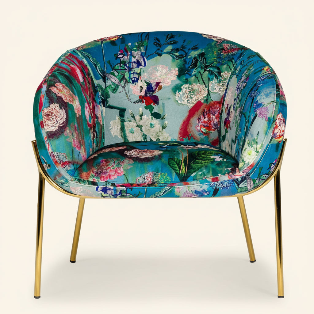 TROPICAL PRINT VELVET ACCENT CHAIR