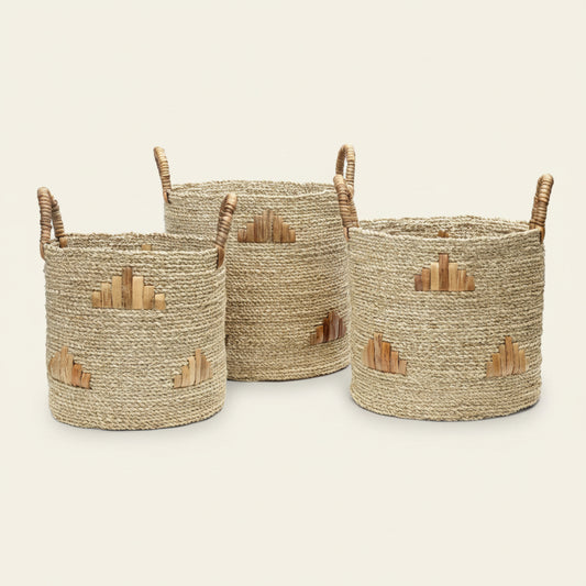 TWIGGY GRAPHIC BASKETS (SET OF 3) / NATURAL