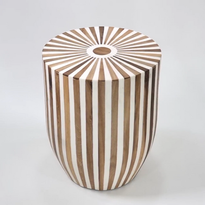 Stunning Handmade Side Table | Unique Wooden Art Piece | Striped Coffee & End Table | Adds Charm to Any Room-HANSA HANDICRAFT