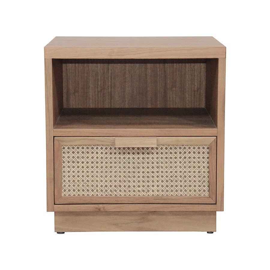 VIENNA (BED)SIDE TABLE | RATTAN + BLOND OAK