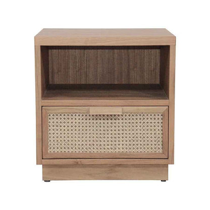 VIENNA (BED)SIDE TABLE | RATTAN + BLOND OAK