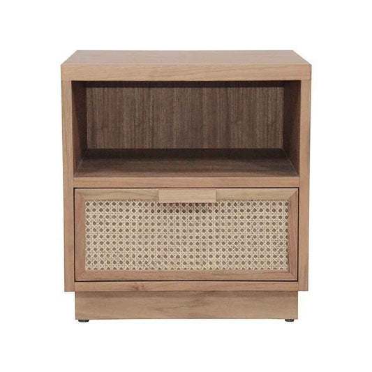 VIENNA (BED)SIDE TABLE | RATTAN + BLOND OAK