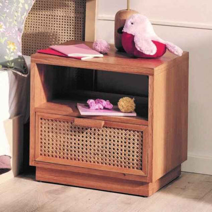 VIENNA (BED)SIDE TABLE | RATTAN + NATURAL OAK
