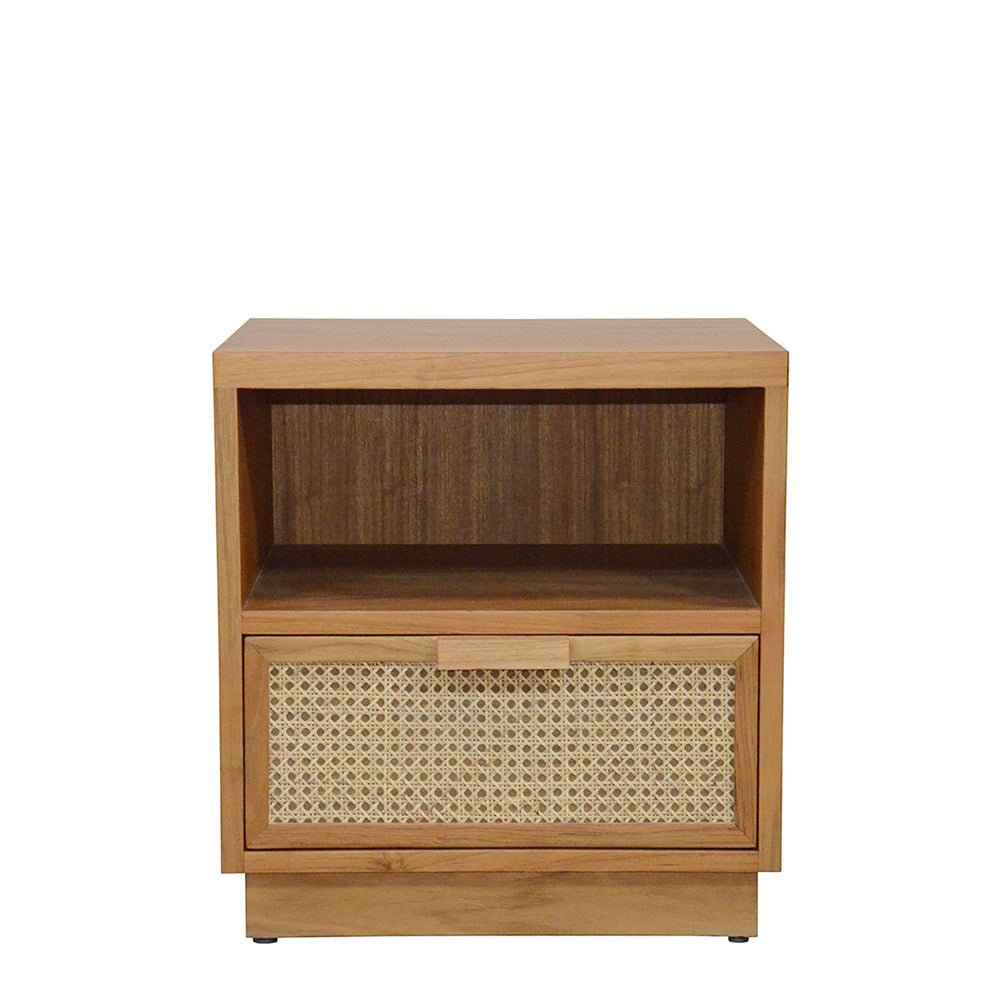VIENNA (BED)SIDE TABLE | RATTAN + NATURAL OAK