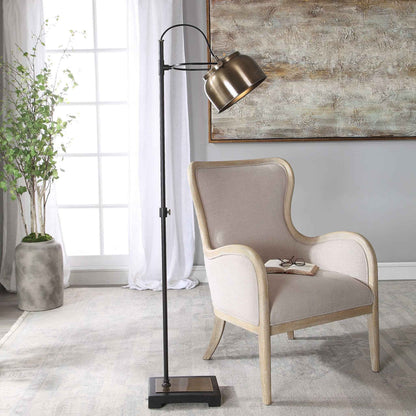 VINTAGE BRASS INDUSTRIAL FLOOR LAMP