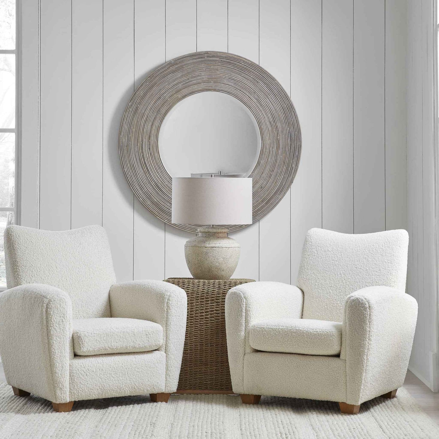 VORTEX NATURAL RATTAN ROUND MIRROR