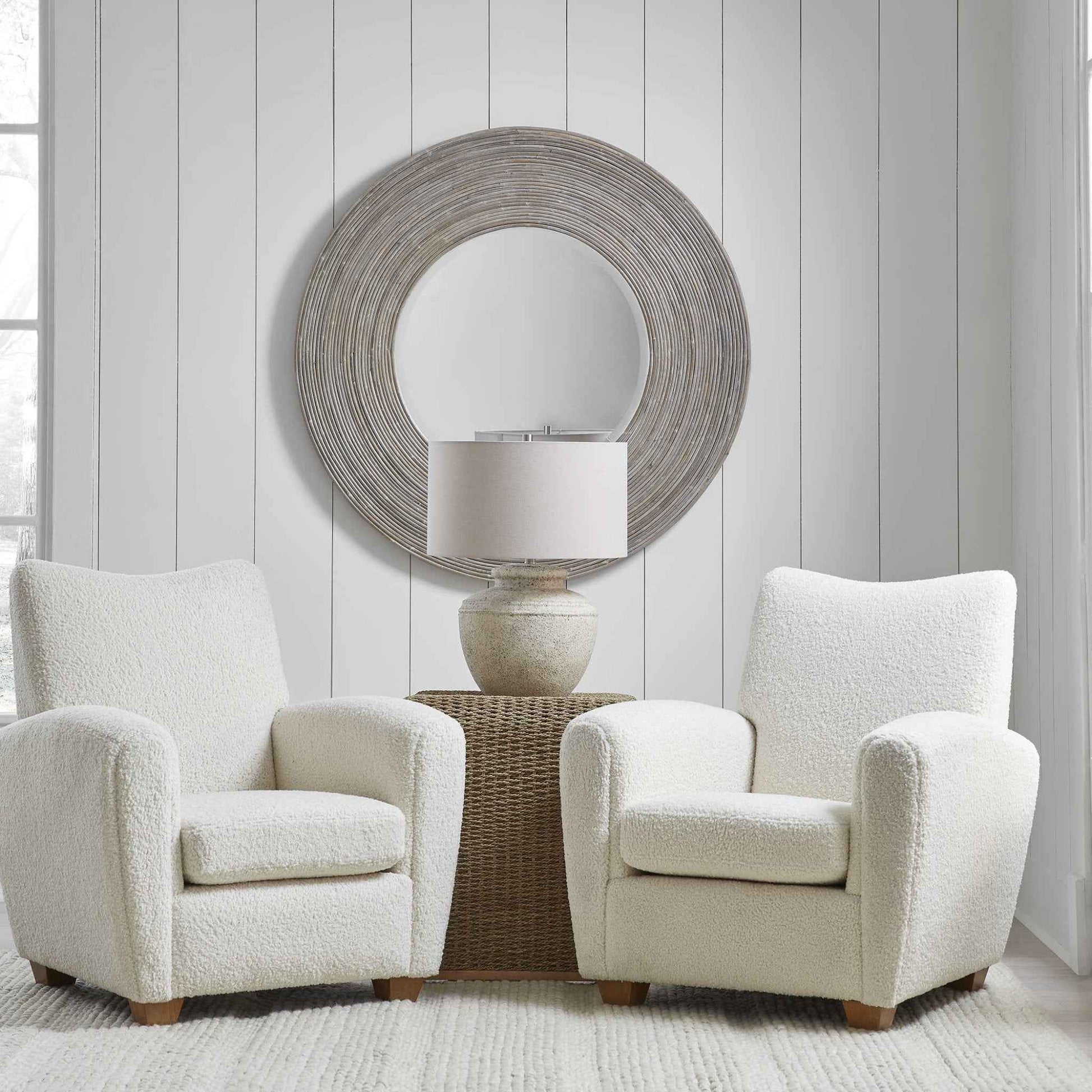 VORTEX NATURAL RATTAN ROUND MIRROR