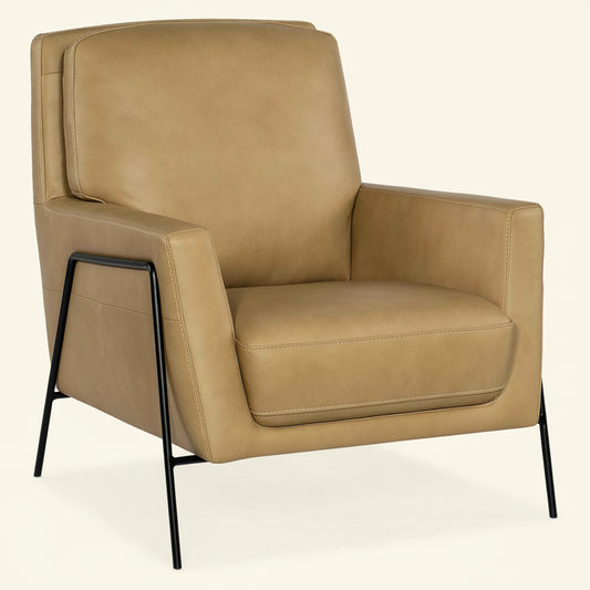 WALKER LEATHER ARM CLUB CHAIR: ANKUR SAND