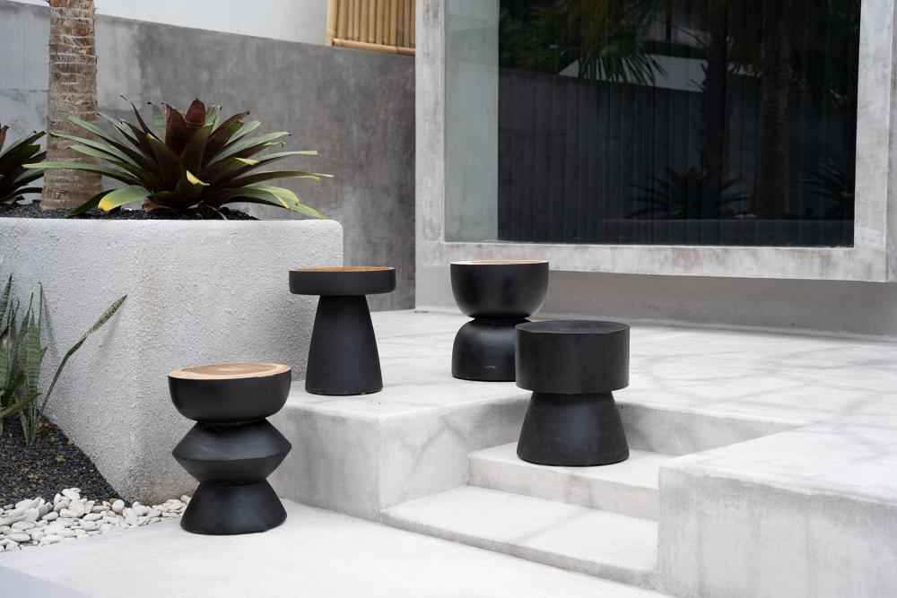 WARMI SIDE TABLE + STOOL | BLACK