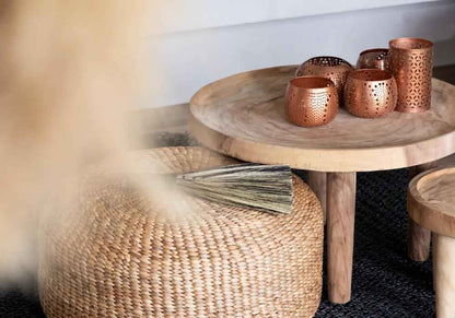 WATER HYACINTH POUF + COFFEE TABLE | NATURAL