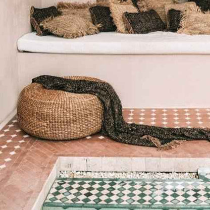 WATER HYACINTH POUF + COFFEE TABLE | NATURAL