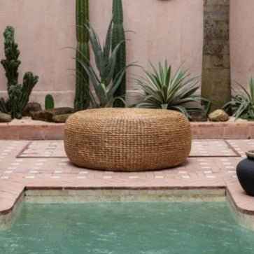 WATER HYACINTH POUF + COFFEE TABLE | NATURAL