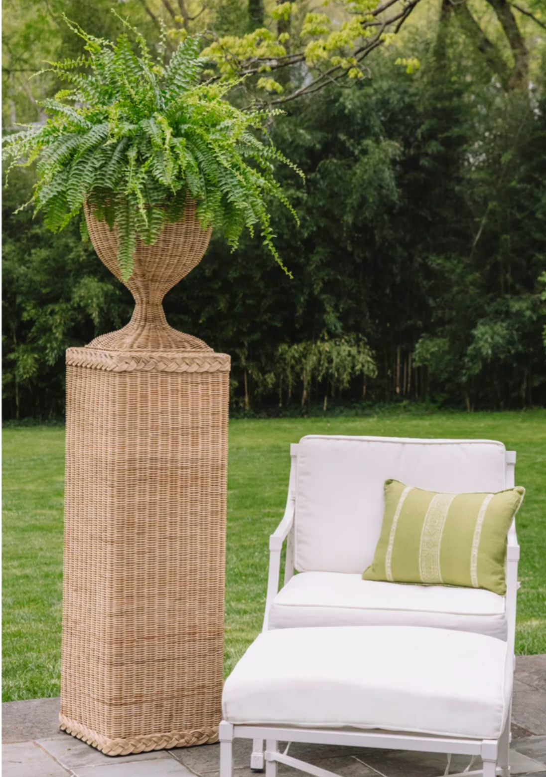 Wicker Braided Square Pedestal Base
