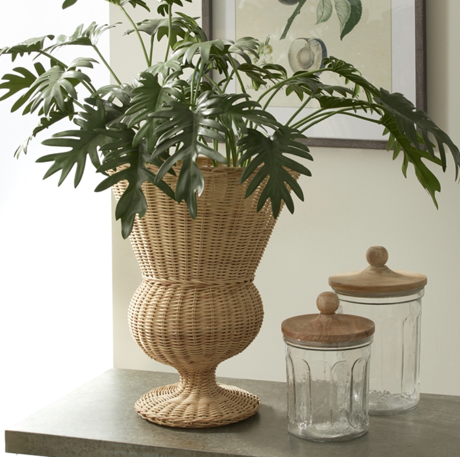 Wicker Footed Urn