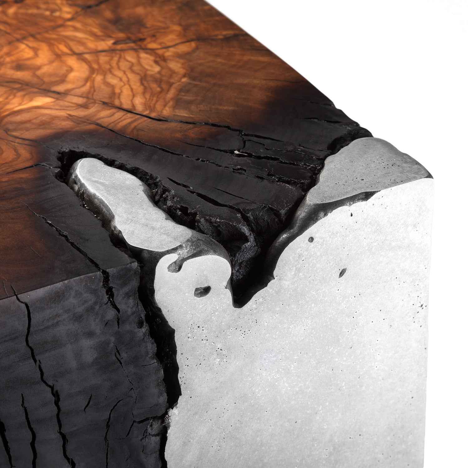 Wood Casting Side Table / Cypress or Eucalyptus