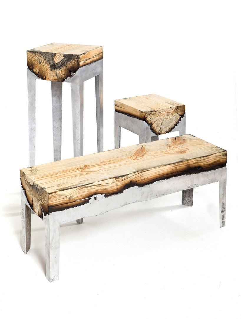 Wood Casting Side Table / Cypress or Eucalyptus