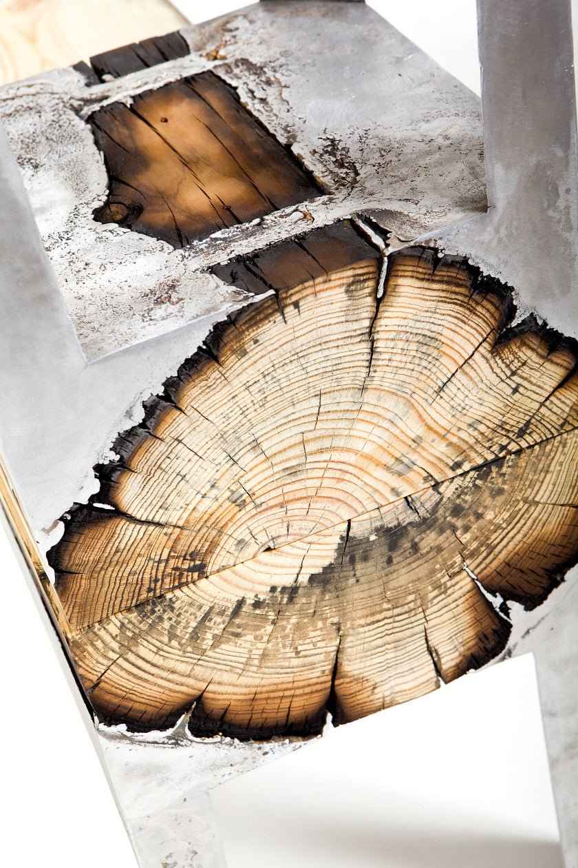 Wood Casting Side Table / Cypress or Eucalyptus