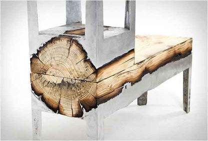 Wood Casting Side Table / Cypress or Eucalyptus