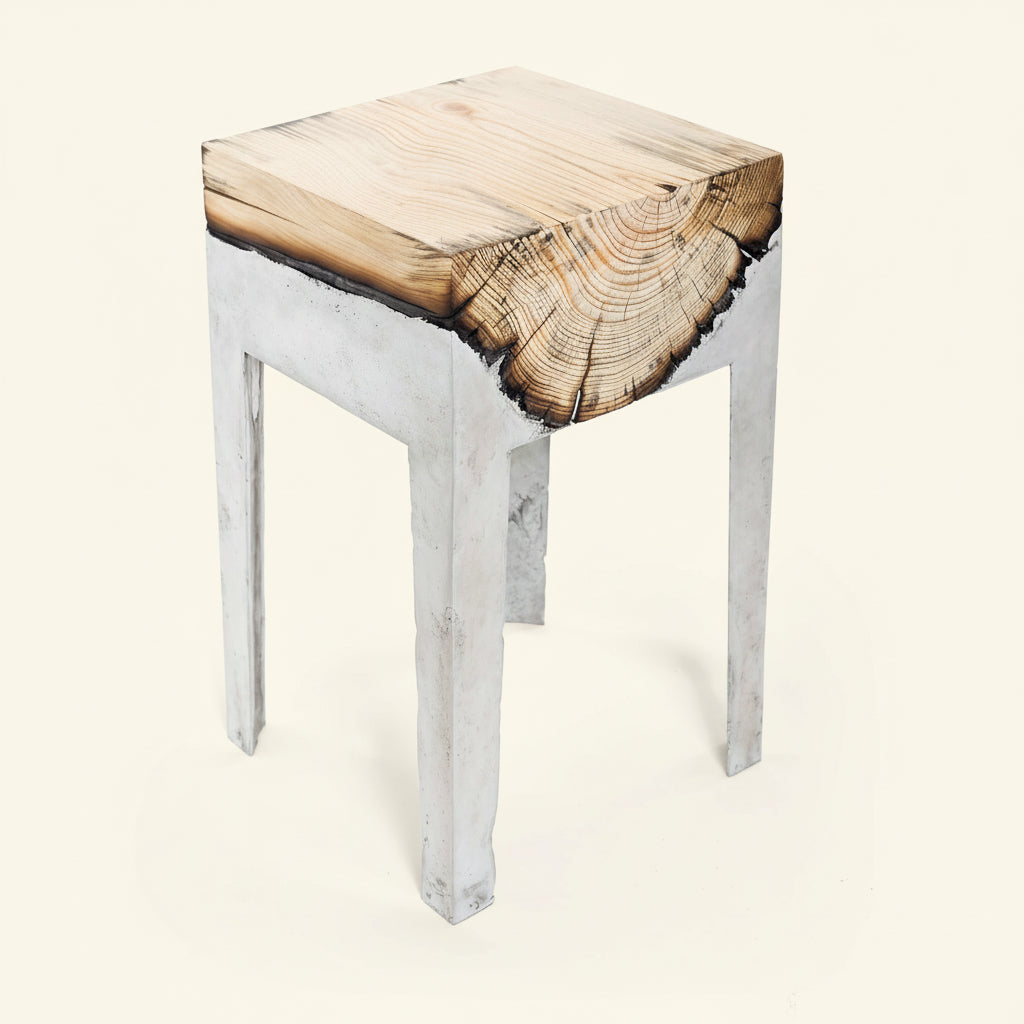 Wood Casting Side Table / Cypress or Eucalyptus