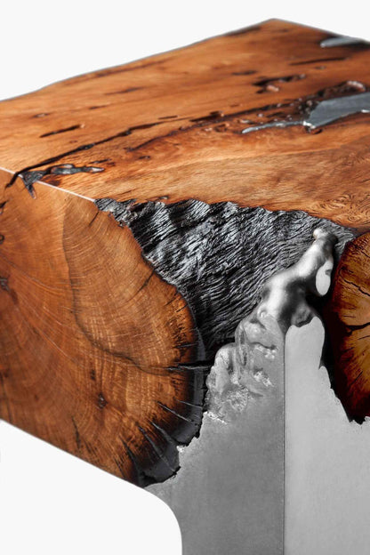 Wood Casting Side Table / Cypress or Eucalyptus