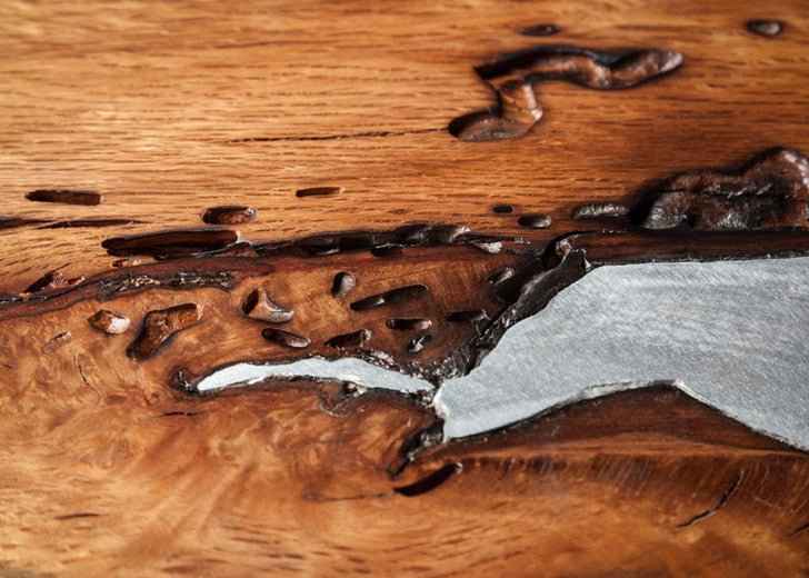 Wood Casting Side Table / Cypress or Eucalyptus