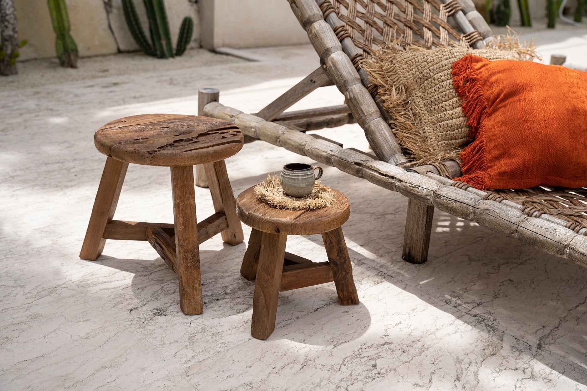 YATAI STOOL +SIDE TABLE | RECLAIMED TEAK | IN-OUTDOORS | 3 SIZES
