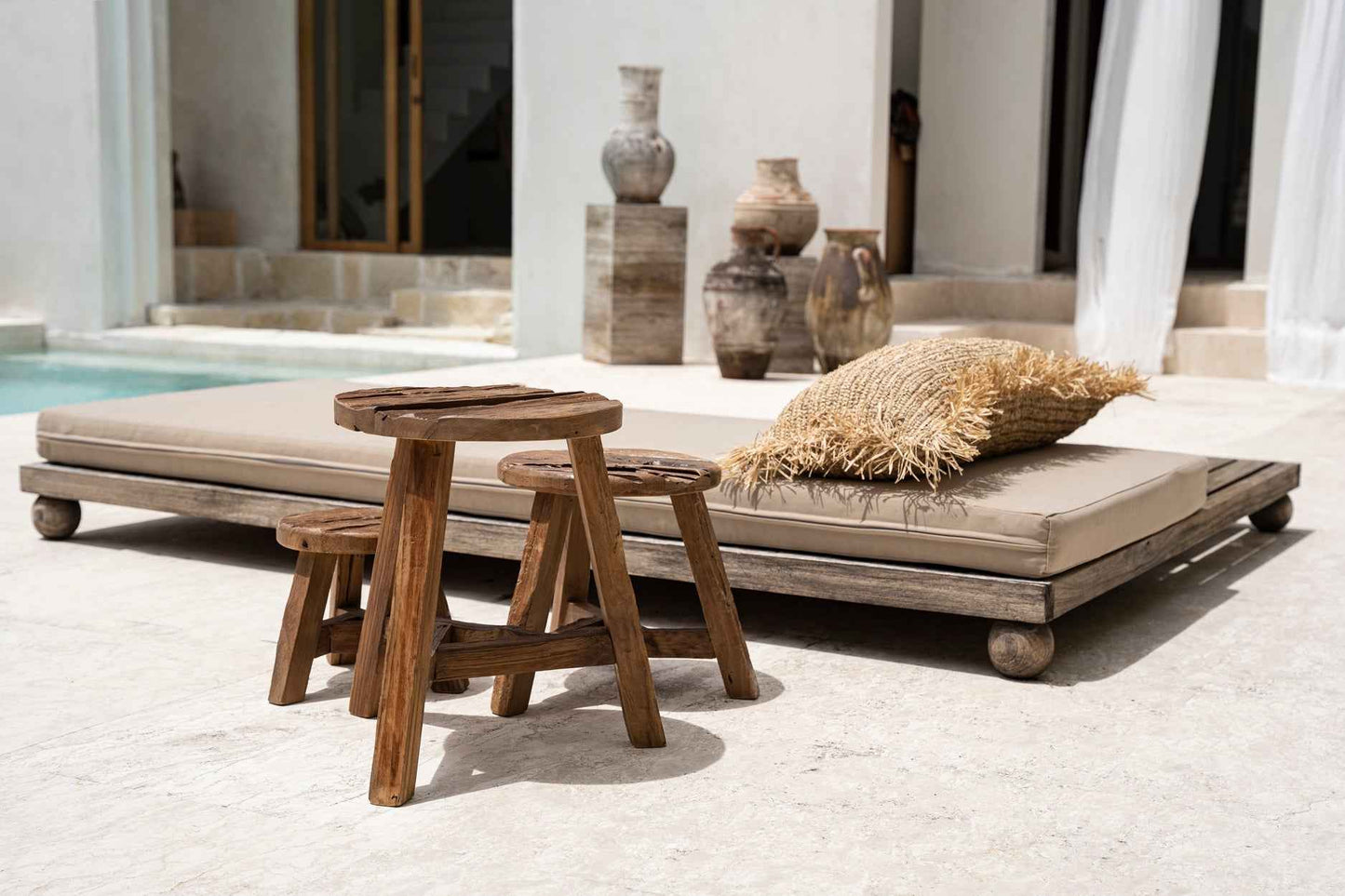 YATAI STOOL +SIDE TABLE | RECLAIMED TEAK | IN-OUTDOORS | 3 SIZES