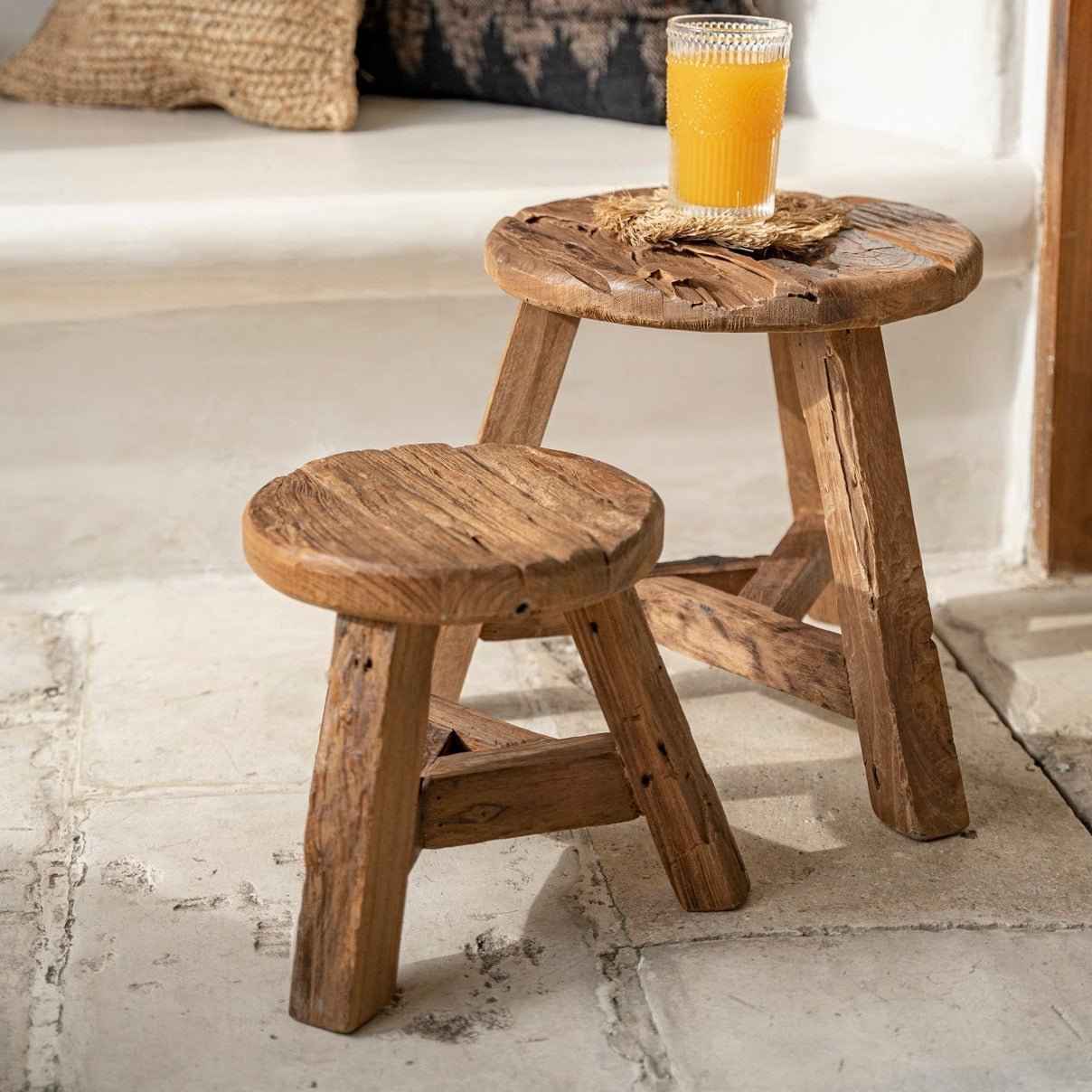 YATAI STOOL +SIDE TABLE | RECLAIMED TEAK | IN-OUTDOORS | 3 SIZES