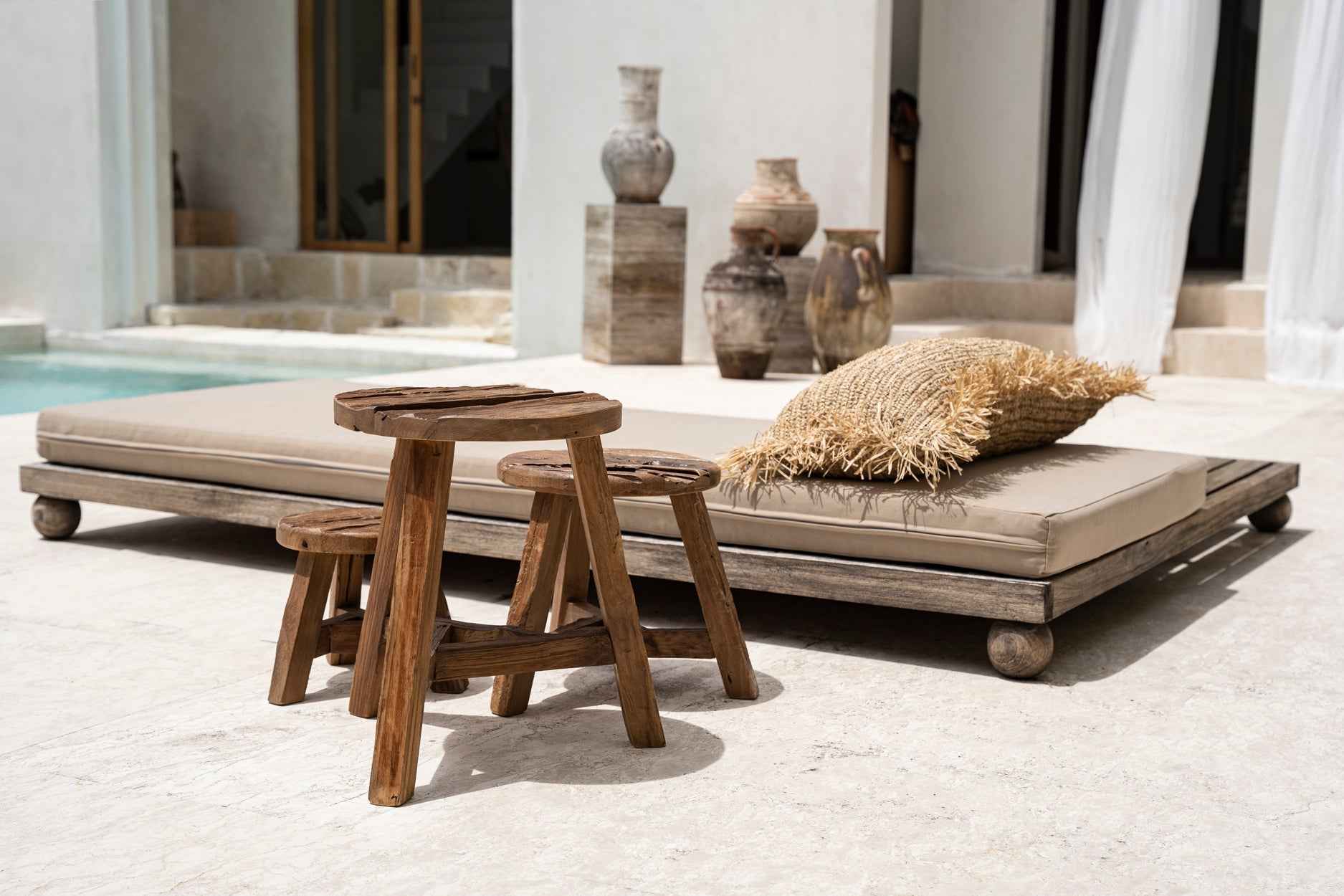 YATAI STOOL +SIDE TABLE | RECLAIMED TEAK | IN-OUTDOORS | 3 SIZES