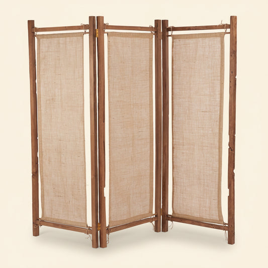 ZENBU ROOM DIVIDER - SCREEN | RECLAIMED TEAK +JUTE