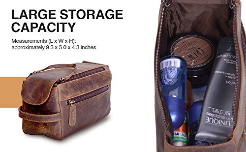 Hansa Premium Buffalo Leather Unisex Toiletry Bag Travel Dopp Kit