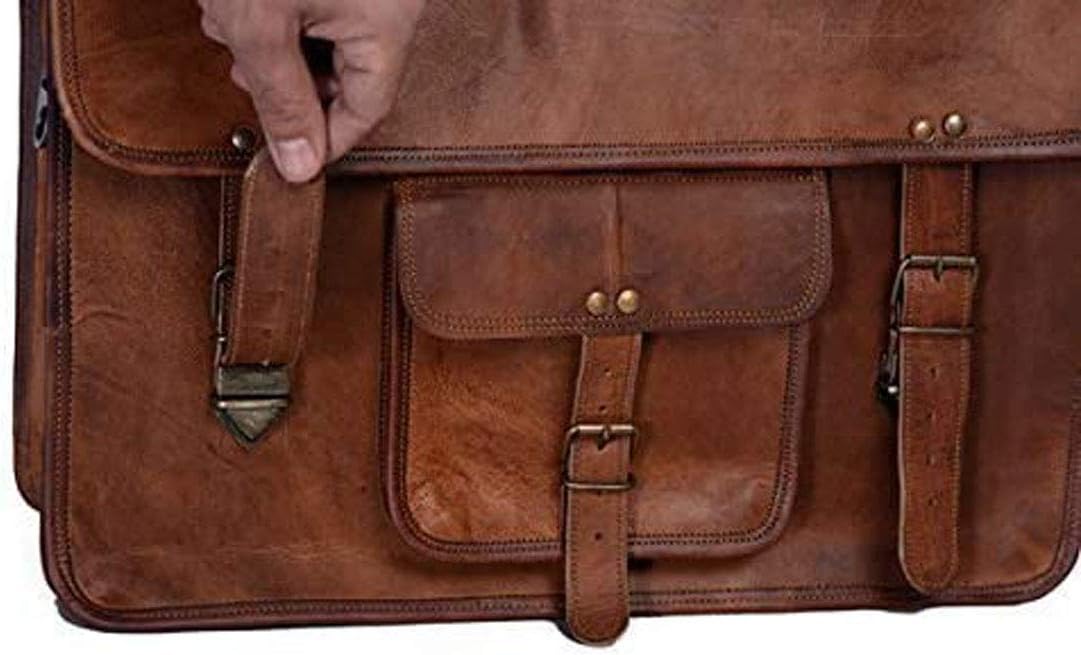 Hansa Handicraft 18 INCH Leather Briefcase Laptop Messenger Bag Satchel Office computer bag for men and women (18 INCH)