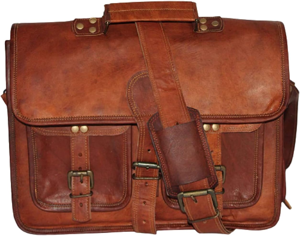 Hansa Handicraft Leather Briefcase - 15" Inch Vintage HandMade Leather Messenger/Briefcase/Laptop/Crossbody/Shoulder Satchel Bag for Him and Her