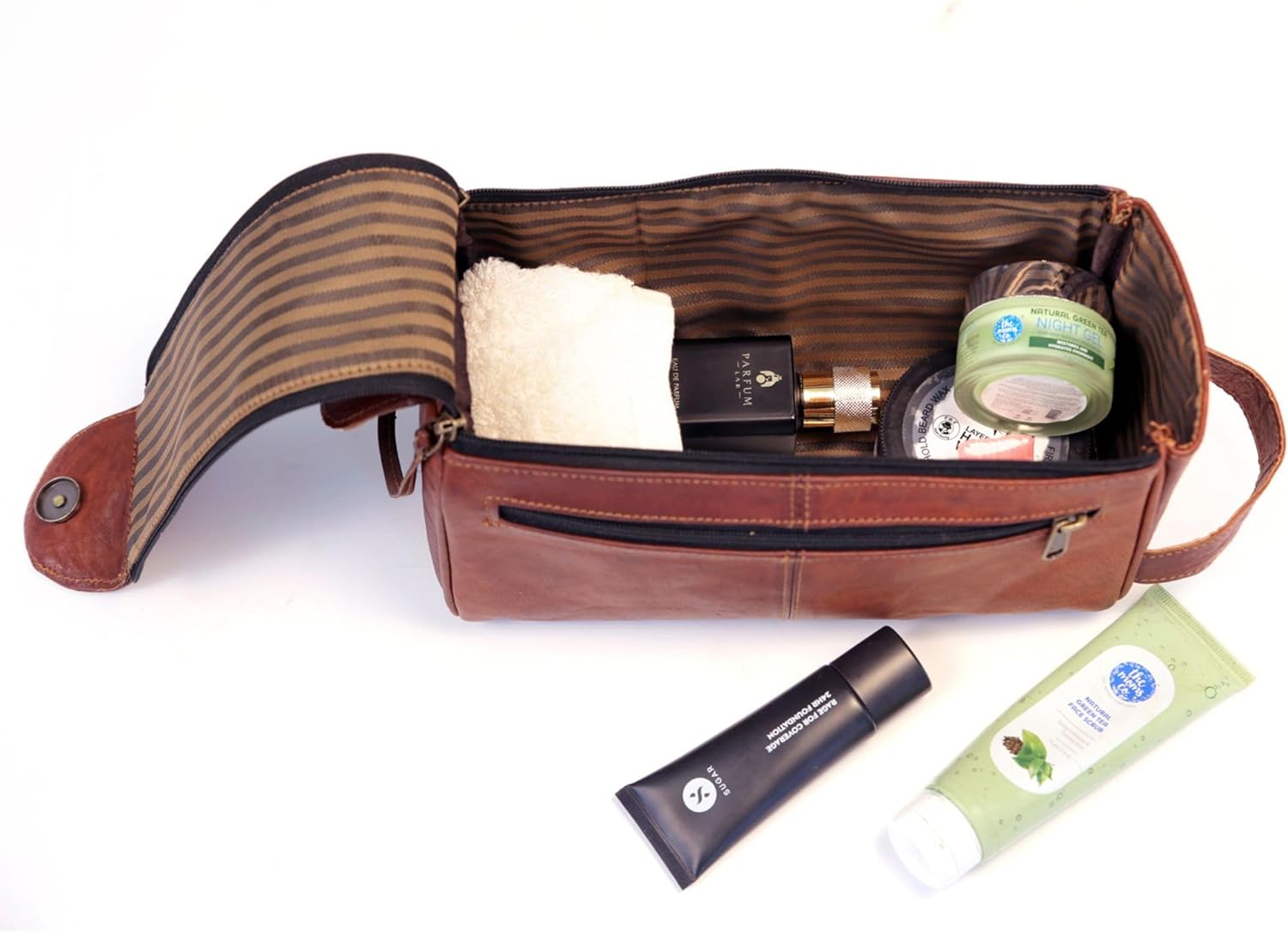 best toiletry travel bag Hansa Genuine Leather Toiletry Bag Large Dopp Kit for Men & Women Travel Pouch Cosmetic Organizer