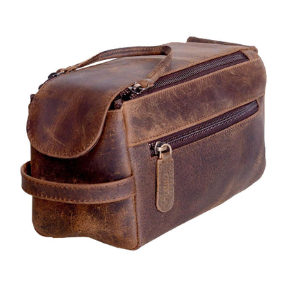 Hansa Premium Buffalo Leather Unisex Toiletry Bag Travel Dopp Kit