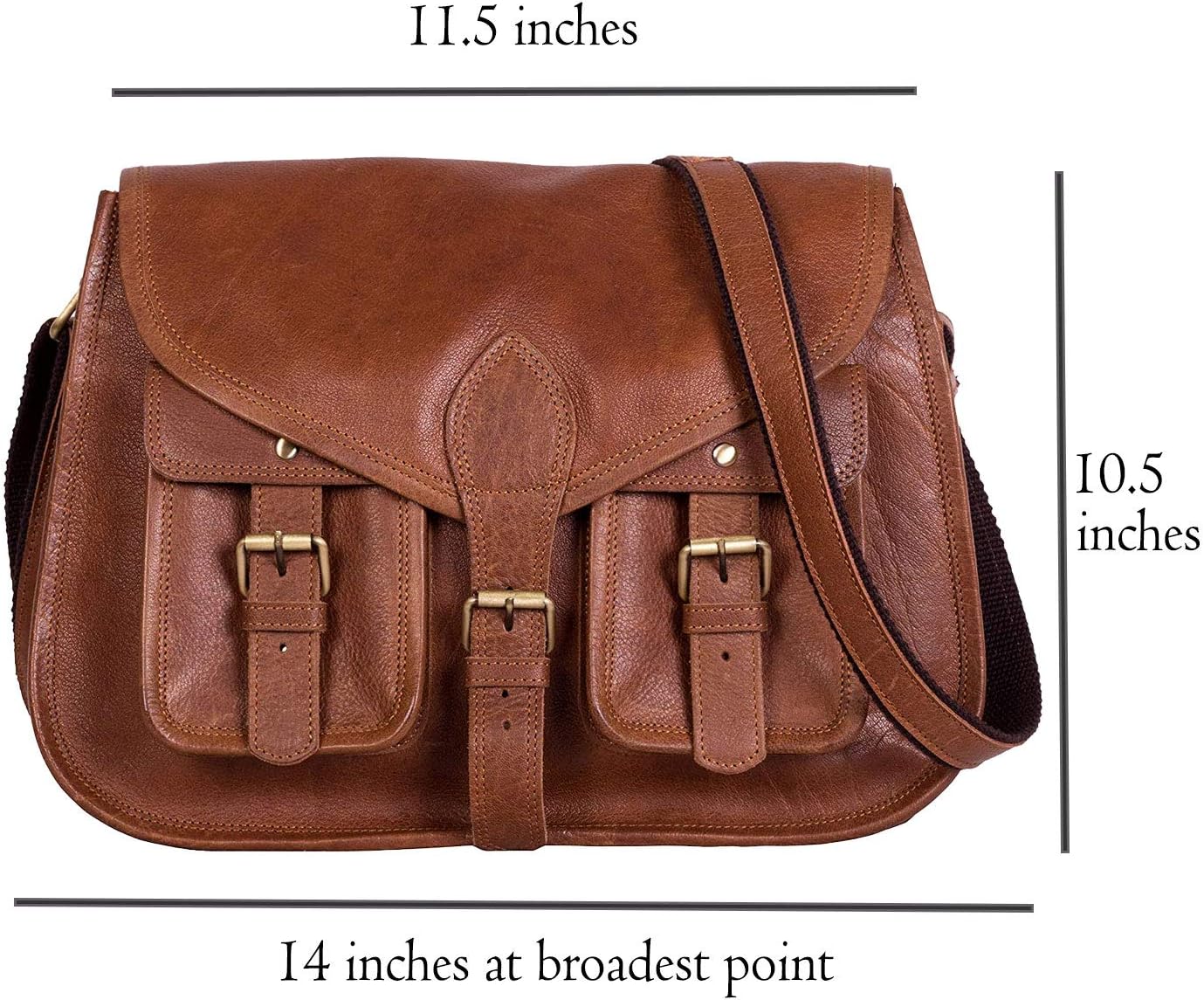 Hansa Handicraft 14 Inch Leather crossbody bags Purse Women Shoulder Bag Satchel Ladies Tote Travel Purse full grain Leather (Tan Brown)