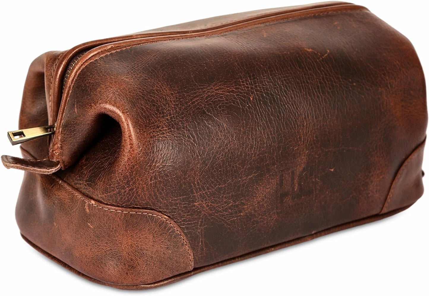 Hansa Leather Toiletry Bag for Men - Best Gift for Men - Premium Genuine Leather Dopp Kit Shaving Kit Organizer Travel Kit Pouch Bag for Men - Large Size - Rustic Brown