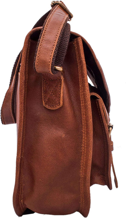 Hansa Handicraft 14 Inch Leather crossbody bags Purse Women Shoulder Bag Satchel Ladies Tote Travel Purse full grain Leather (Tan Brown)